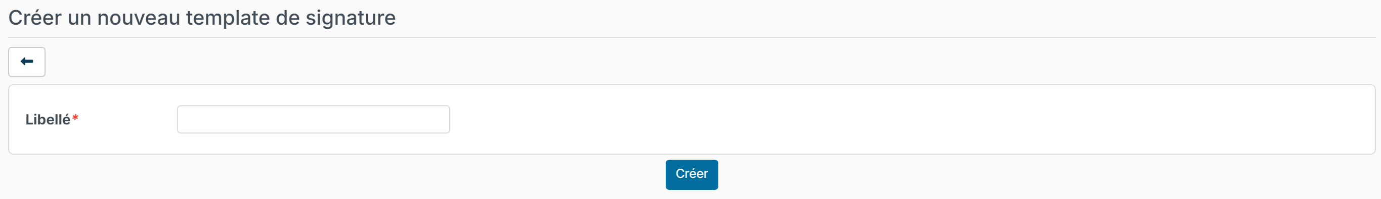 Page Créer un nouveau template de signature
