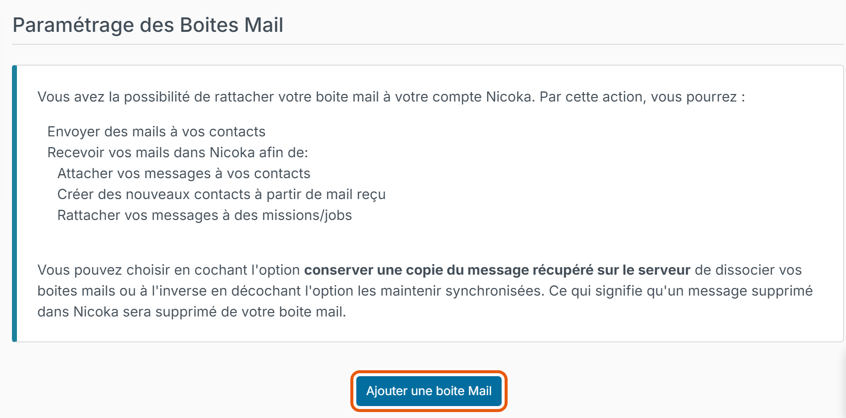 Mail Boxes customizing page, Add a mail Box button