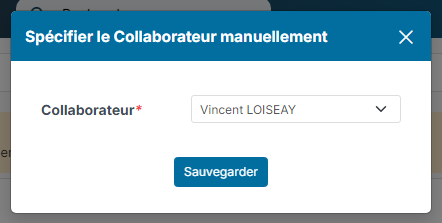 Fenêtre Spécifier le Collaborateur manuellement