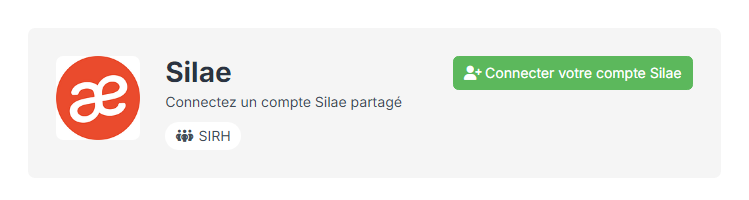 Panneau Silae avec le bouton Connecter votre compte Silae