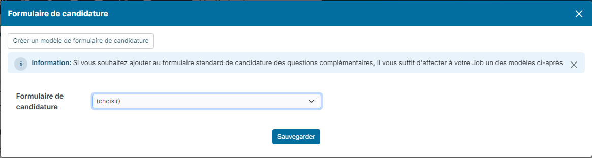 Application Form window of a job