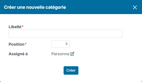 Create a new category window