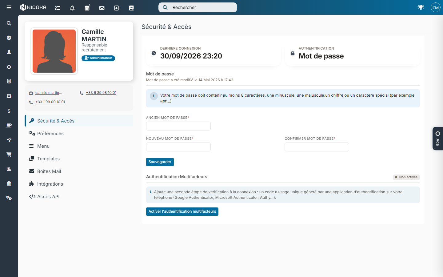 Security & Access screen