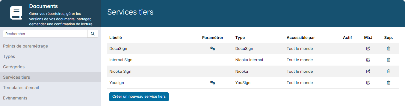 Third party services of the Documents module