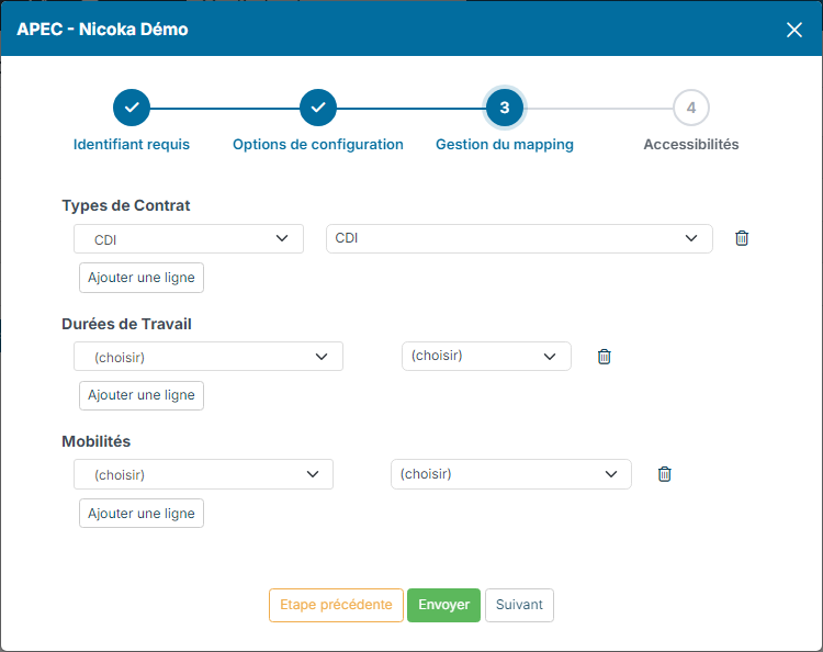 Mapping management step of the APEC configuration
