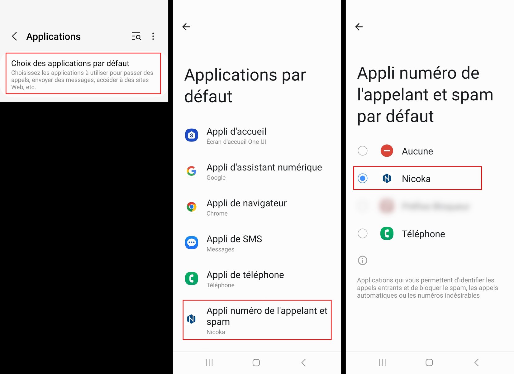 Android default apps: caller ID and spam app, Nicoka selected