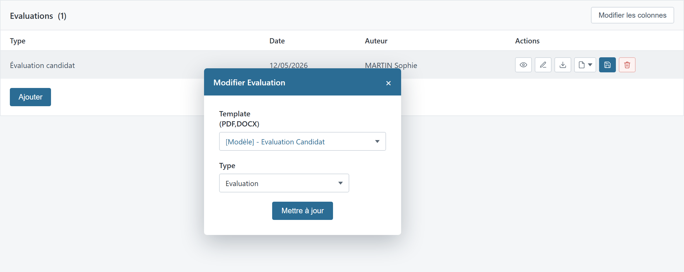 Saving an evaluation as a candidate document