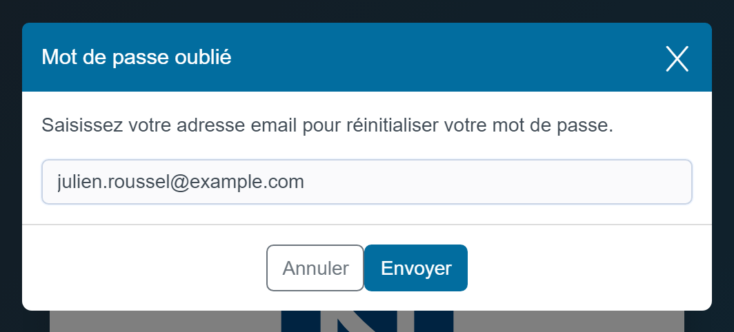 Forgot password window