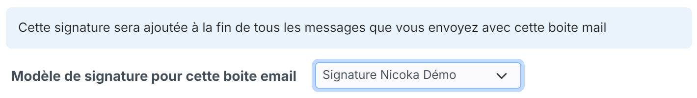Choix du modèle de signature pour la boîte mail