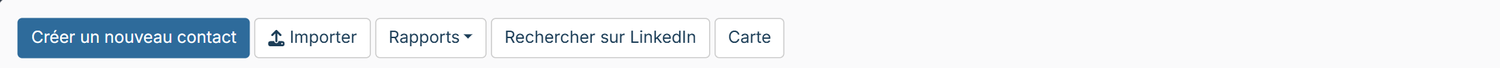 Barre d’outils des contacts avec le bouton Rechercher sur LinkedIn