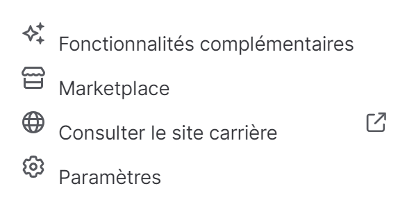 Menu de TeamTailor avec l'entrée Paramètres