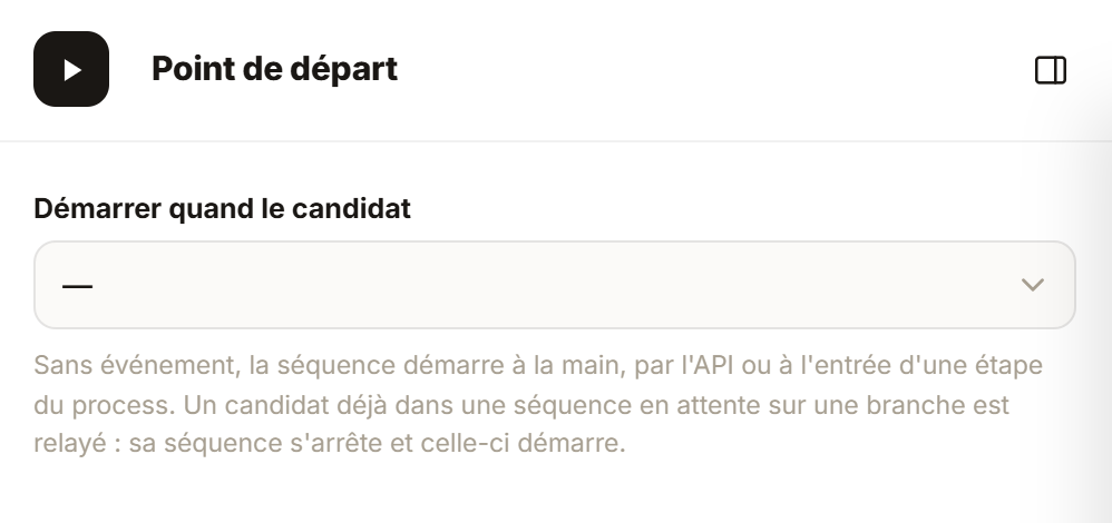 Réglage du point de départ de la séquence