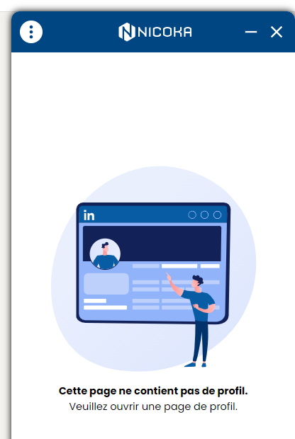 Extension ouverte sur une page sans profil : Cette page ne contient pas de profil