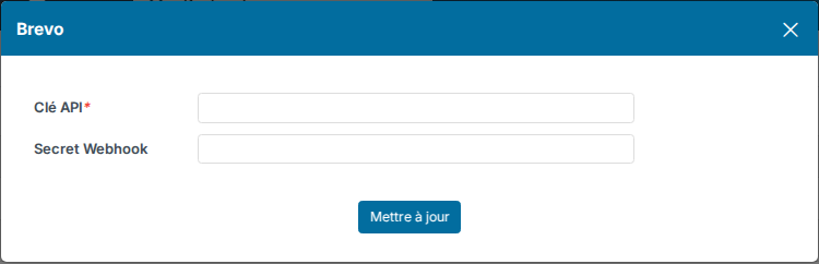 Fenêtre de saisie des identifiants Brevo