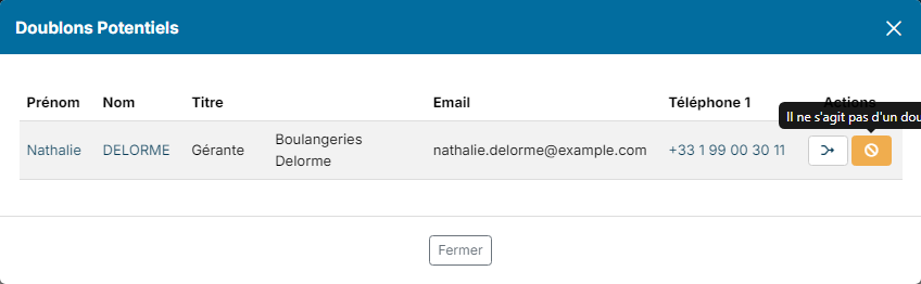 It's not a duplicate button in the Potential Duplicates window