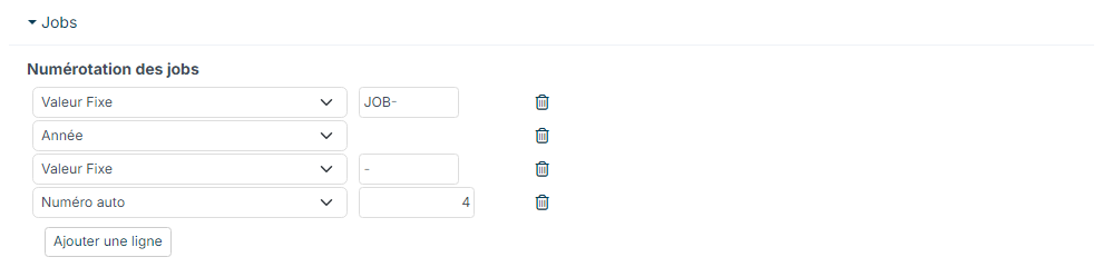 Point Numérotation des jobs avec le format JOB-année-numéro