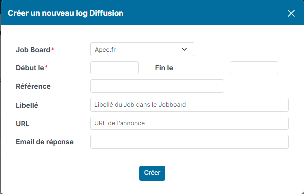 Window for creating a posting log