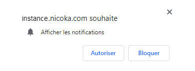 Browser request to show notifications, with Allow and Block buttons