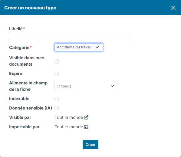 New type window with its options