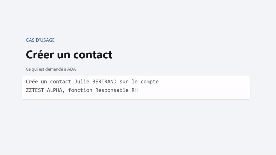Recapitulatif de creation d un contact