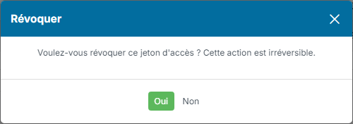 Confirmation window asking whether to revoke the access token