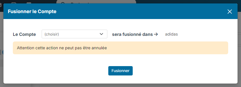 Fenêtre Fusionner le Compte