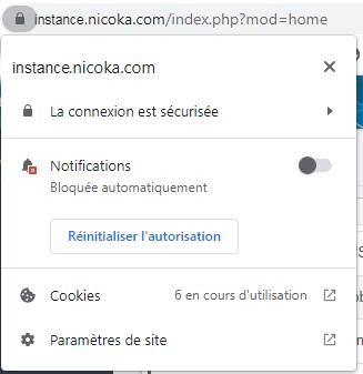 Google Chrome: site Notifications setting in the address bar