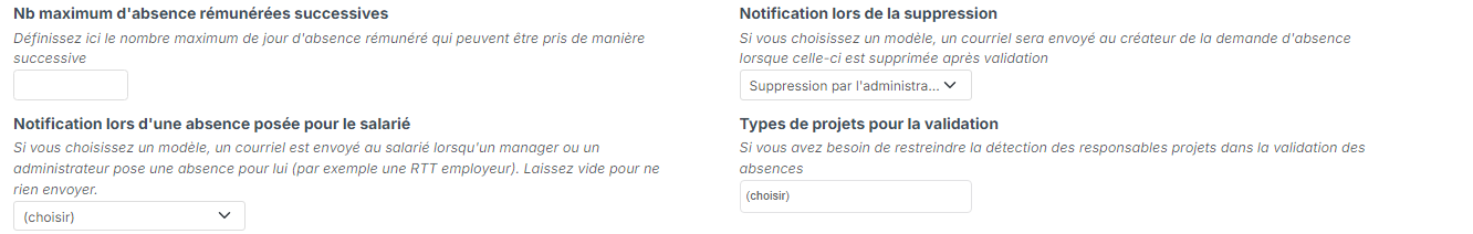 Points de paramétrage du module Congés & Absences : Notification lors d'une absence posée pour le salarié