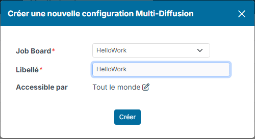 Window for creating a multiposting configuration