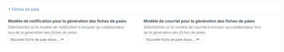 Points de paramétrage du module Ressources, bloc Fiches de paie