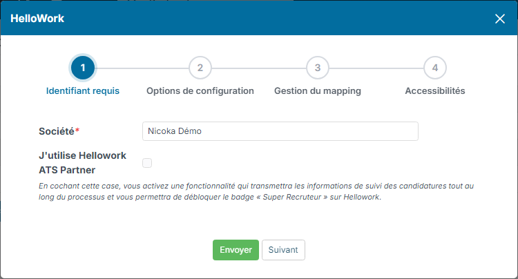 Required identifier step of the HelloWork configuration