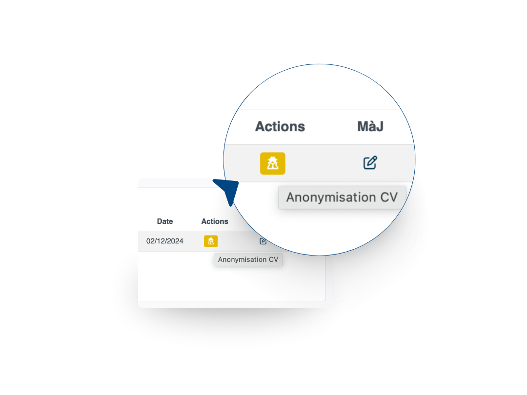 Accès à l'anonymisation depuis la fiche candidat Nicoka