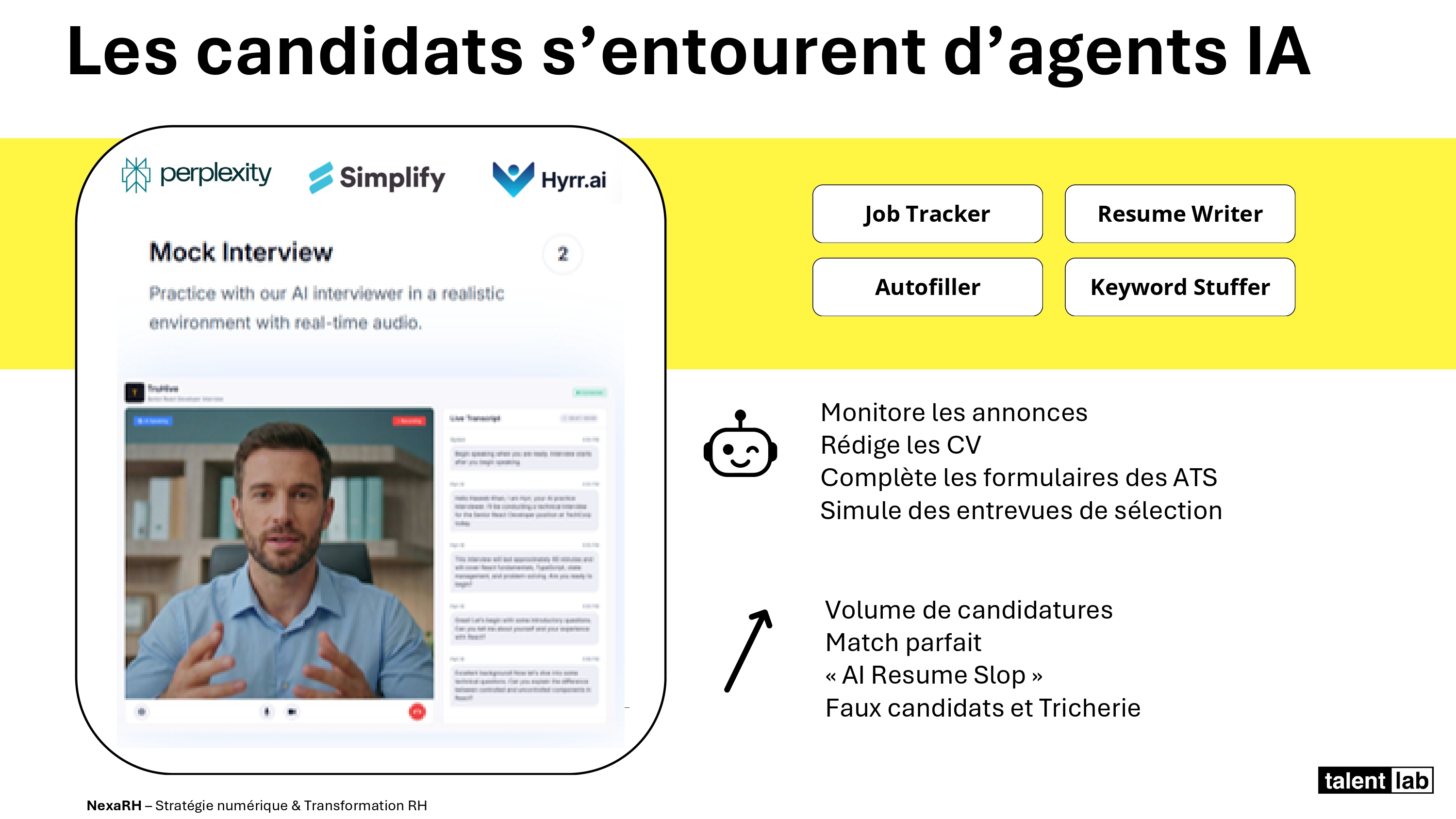 Agents IA côté candidats : Job Tracker, Resume Writer, Autofiller, Keyword Stuffer — TalentLab 2026