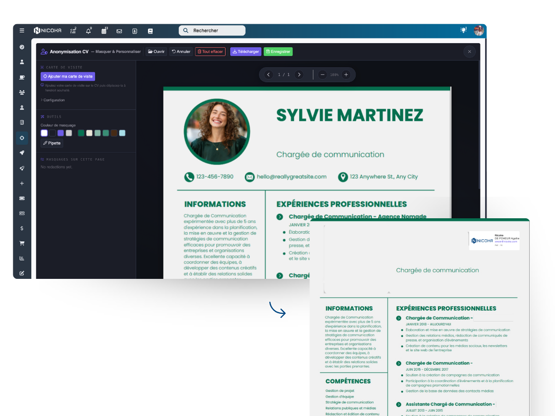 &Eacute;diteur d&rsquo;anonymisation CV — Nicoka CABS