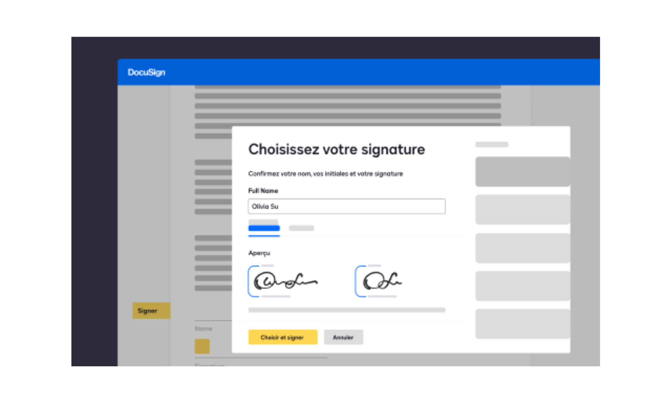 Choix de signature