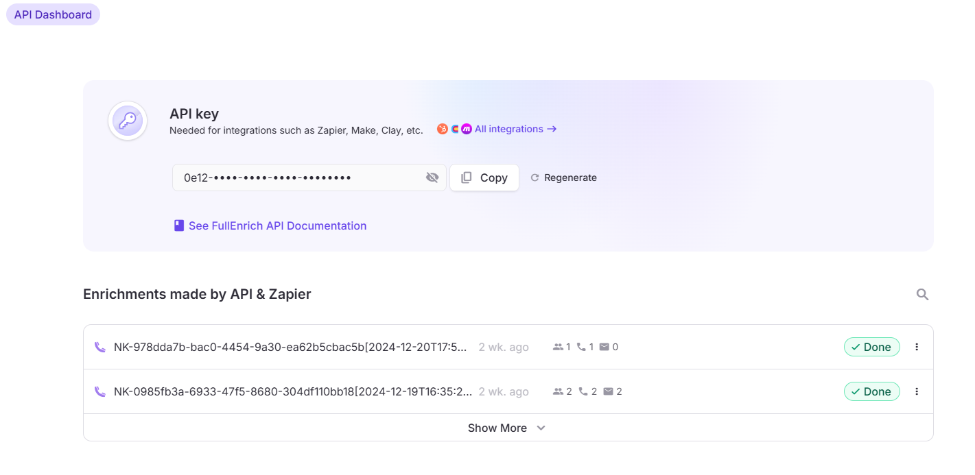 Clef API FullEnrich